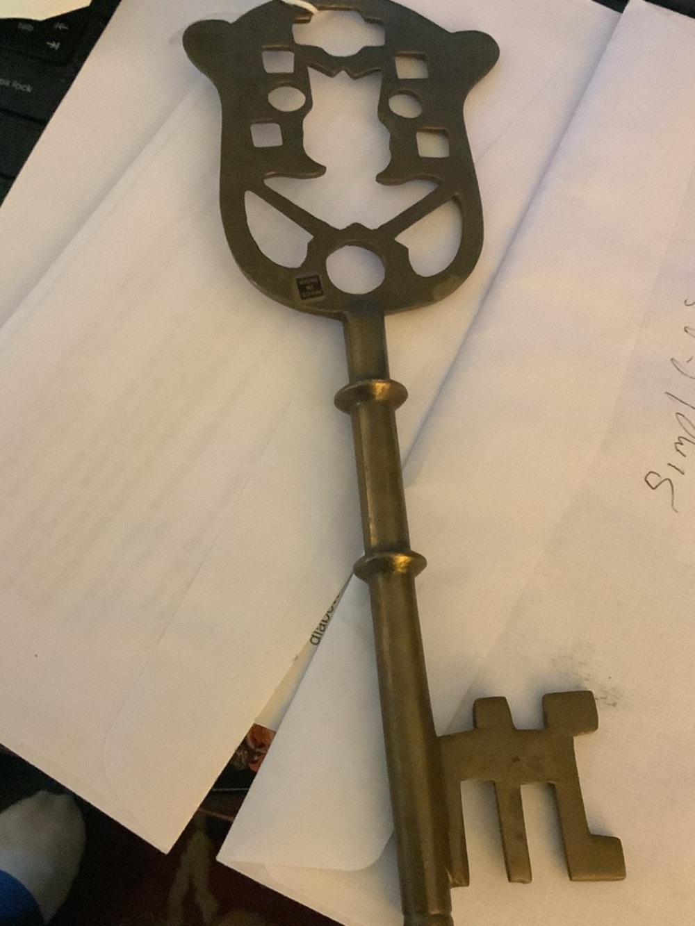 Decorative Large Brass Skeleton Key - Antique Style
